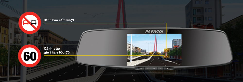 PAPAGO GoSafe 790 có màn hình rộng cảnh báo tốc độ