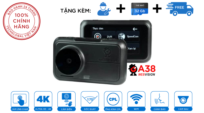 Lắp camera hành trình webvision A38 cho ô tô tại Hà Nội