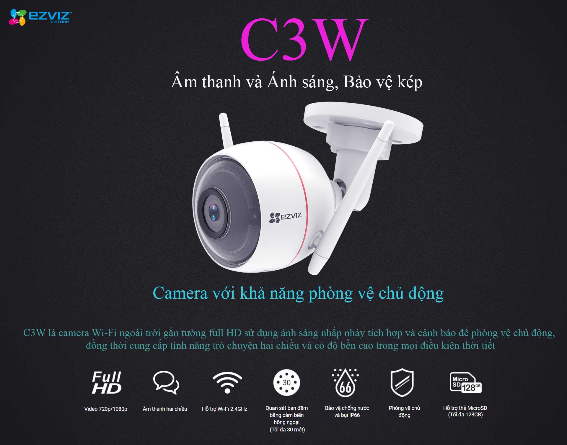 Lắp đặt Camera IP Wifi ngoài trời EZVIZ C3W 1080P (CS-CV310) 