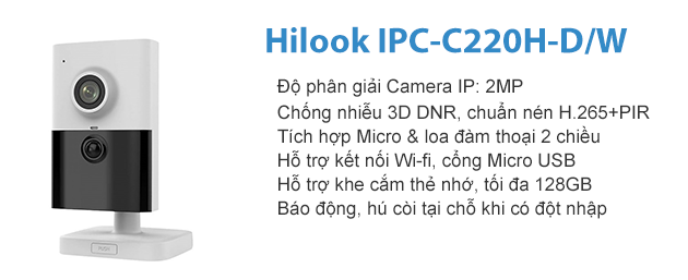 Bán Camera IP Wifi Cube 2MP HiLook IPC-C220H-D/W giá rẻ