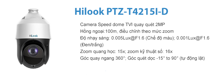 Bán Camera HDTVI 2MP Hilook PTZ-T4215I-D (Speed Dome) giá rẻ