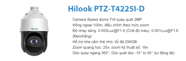 Bán Camera HDTVI 2MP Hilook PTZ-T4225I-D giá rẻ