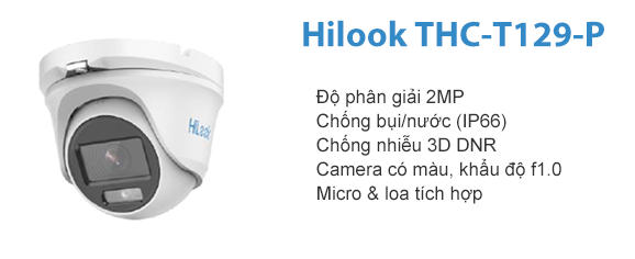 Bán Camera Dome HDTVI 2MP Hilook THC-T129-P giá rẻ