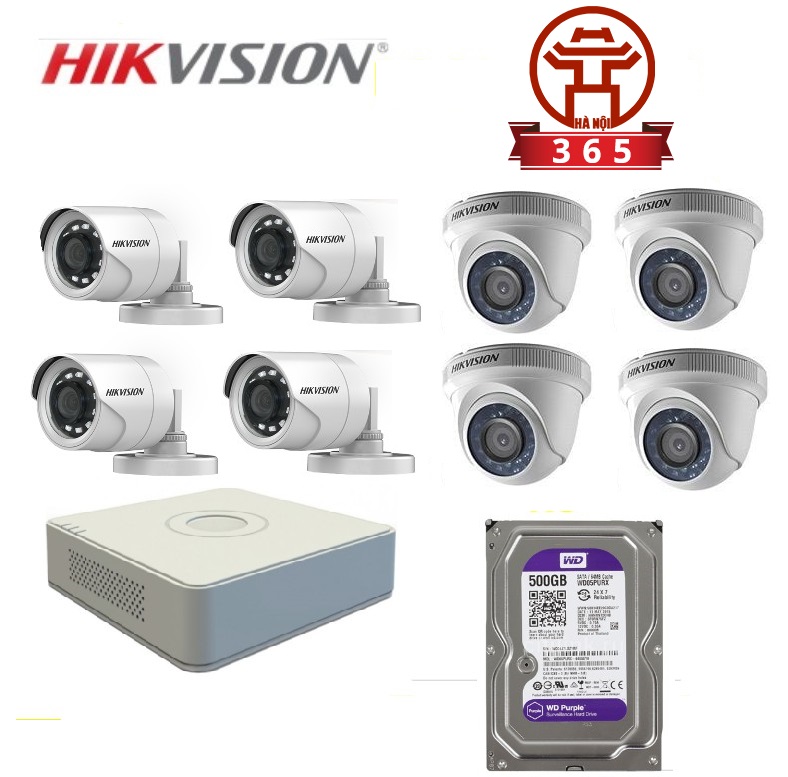 Mua Bộ 8 Camera 2.0Mp Hikvision (Trong Nhà Hoặc Ngoài Trời) chính hãng